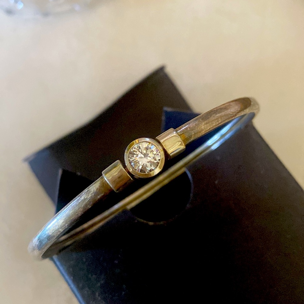 Sterling Silver Bangle With Solitaire Diamonique - image 3